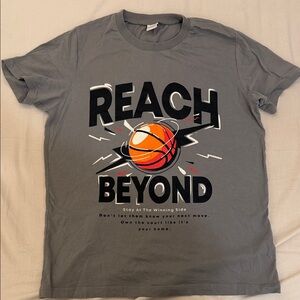 Gray Graphic T-Shirt with Basketball Design